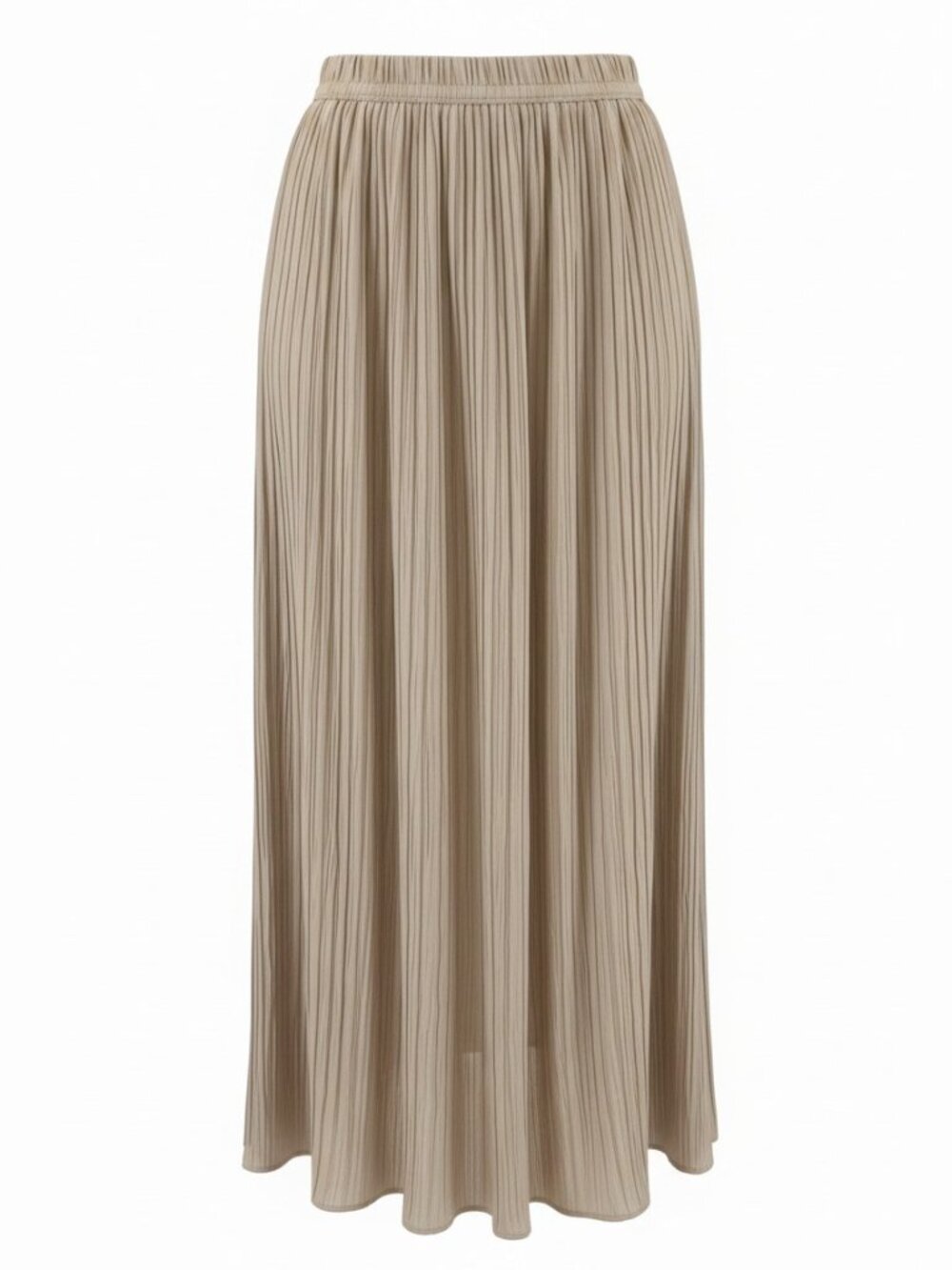NWOT Zara Pleated Crushed Satin Maxi Skirt Taupe Greige Romantic Minimalist XS